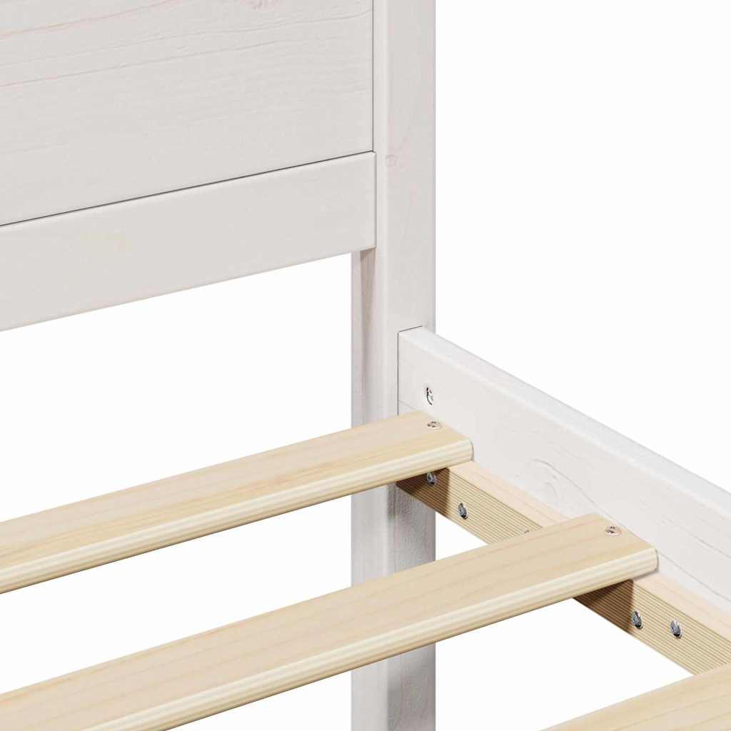 Bed Frame with Headboard White 140 x 200 cm Solid Pine Wood