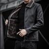 Autumn and winter new men's fur integrated leather jacket velvet youth lapel jacket business jacket leather jacket men's clothing