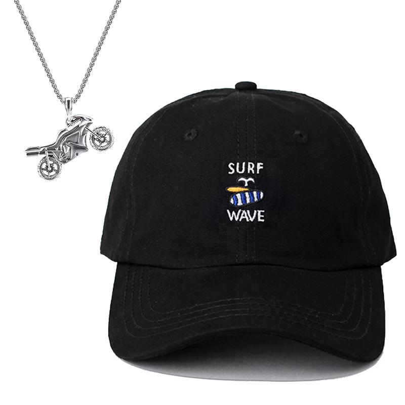 2Pcs Men's and Women's Net Red Baseball Cap Embroidered Duck Tongue Cap Fashion Biker Pendant Necklace Suit Fashion Sports Leisure Sunshade Sun Hat