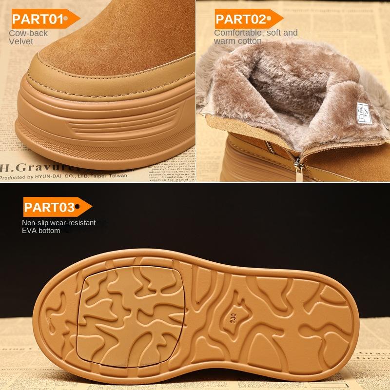 Fashion 9cm Women's winter boots with fleece thickening will increase non-slip warm short boots in 2024 women Snow boots