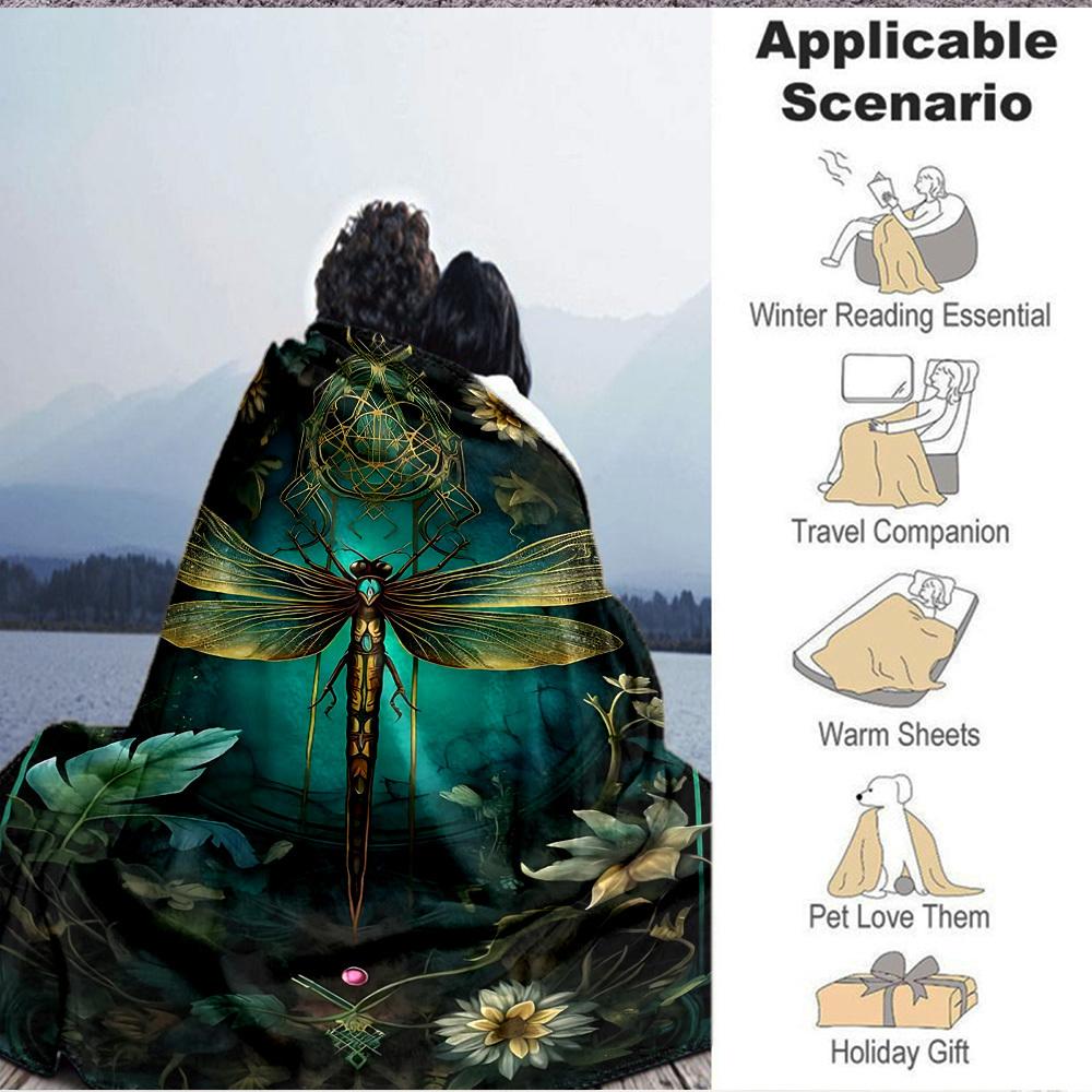 1pc Dragonfly Art Blanket Lightweight Blanket Throw Blanket For Sofa, Bed, Travel, Camping, Livingroom, Office, Couch, Chair yy251010006
