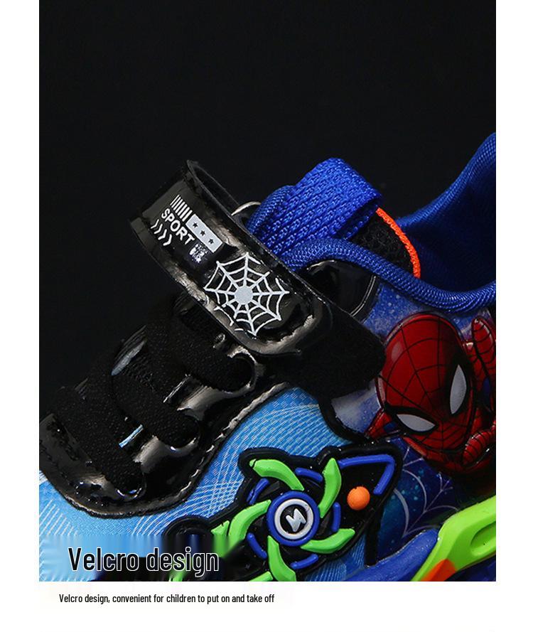 2025 Spider-Man Chlapecké kožené svítící sportovní boty s měkkou podrážkou pro jaro a podzim