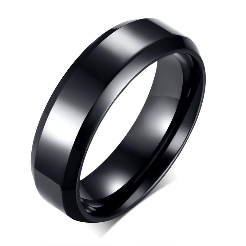 Vnox 6/8mm Plain Ring for Men, Glossy Stainless Steel Basic Wedding Band, Casual Classic Simple Boy Finger Jewelry #6 -#13