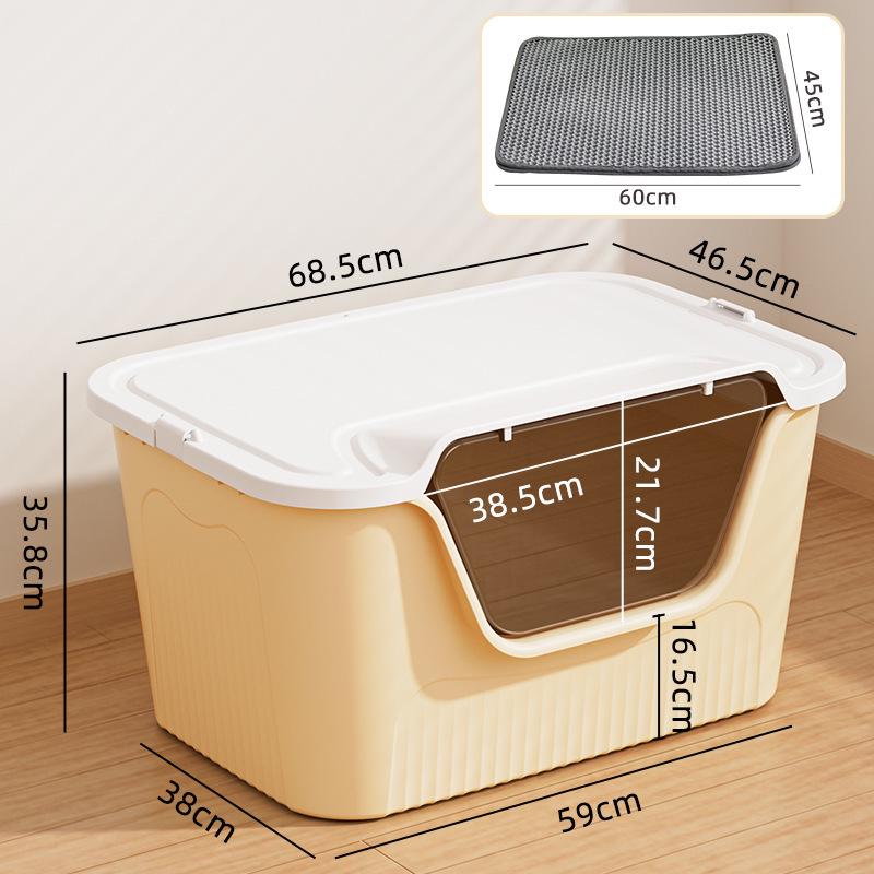 Oversized Splash-Proof Semi-Enclosed Cat Litter Box