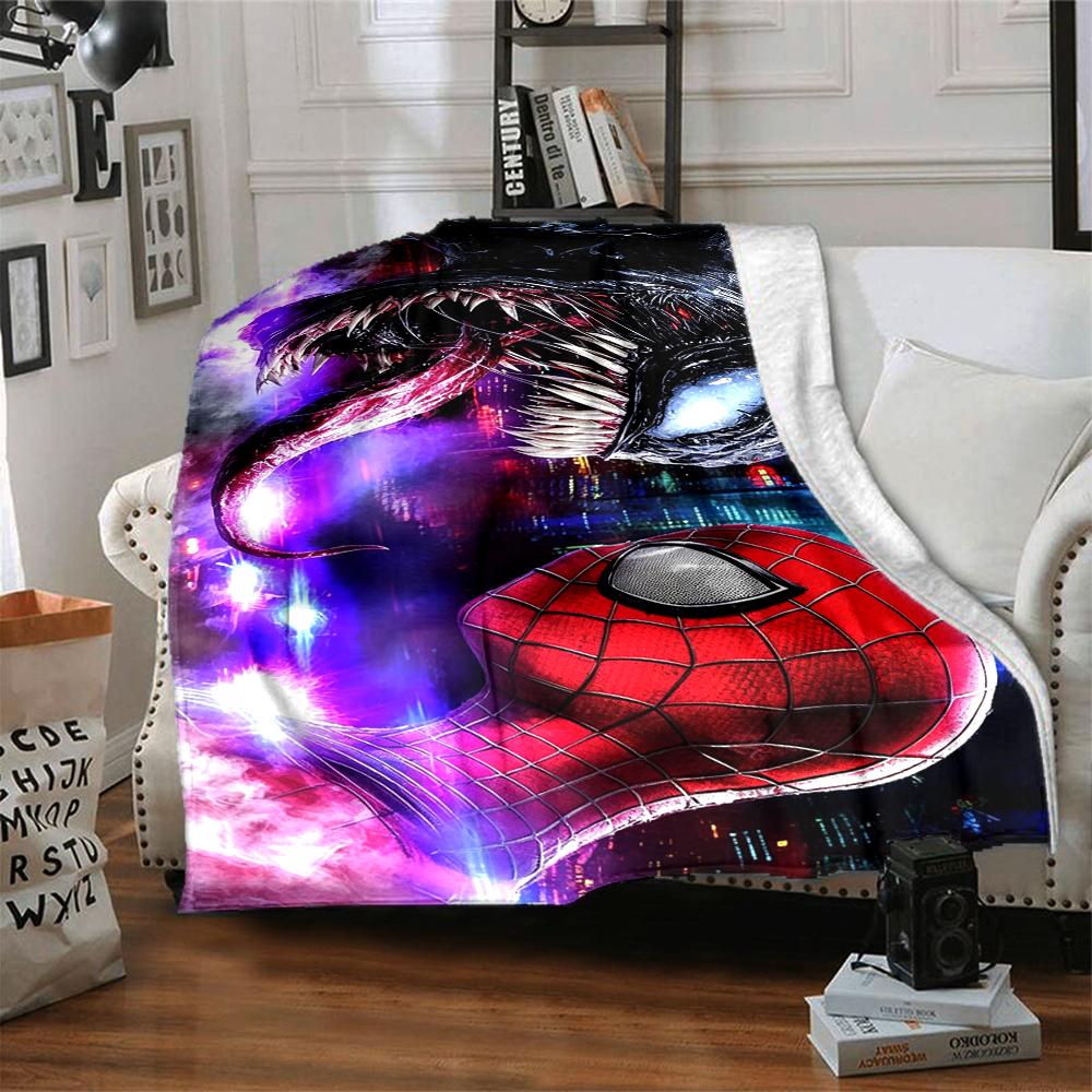 1Pc Venom Vs Spiderman Urban Battle Blanket Soft And Comfortable Casual Warm Camping Travel Christmas Halloween Xmas Gift M928467