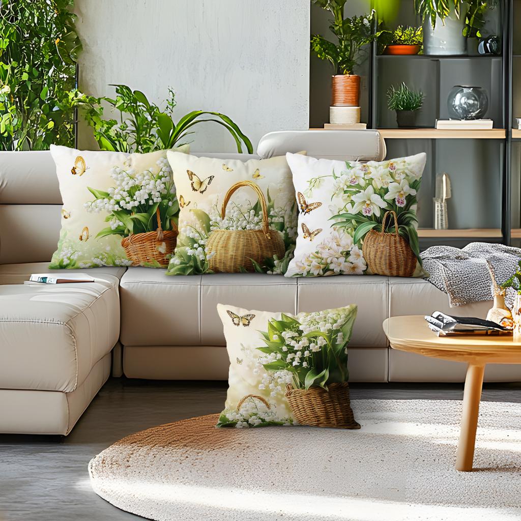 Lily Of The Valley Pillowcase Bedroom Sofa Cushion Cover 100% Polyester Living Room Cushion Pillowcase Home Comfortable Decor