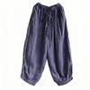 Johnature Pantaloni Larghi Vintage da Donna Primavera Vita Elastica Morbidi Larghi Pantaloni Monocolore Tasche Pantaloni Femminili