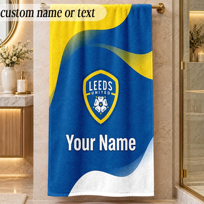 Beach TowelLeeds United Custom Name Text Personalized Soft Towel for Beach Pool Indoor Home Decor Gift