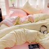 Class A Maternal And Infant Grade Solid Color Four-Piece Set Washed Cotton Double Quilt Cover Dormitory Bed Sheet 3Pcs Set Bed Hat Quilt Cover