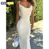 Rochii Maxi Cutenew cu Suspensă Femei Patchwork Mătăsos Spate Decoltat Body-shaping Vestidos Feminine Uni Sexy Fierbinți Rochie de Stradă