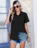 Chemise Boutonnée Manches Courtes Couleur Unie pour Femme - Haut Business Casual/Formel pour le Travail, Collection Printemps/Été 2026