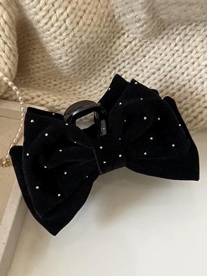 Clips de Cabelo Premium para Mulheres: Clips de Garra com Laço para Cabelo Grosso e Fino, Clips de Laço Grandes Antiderrapantes em Preto