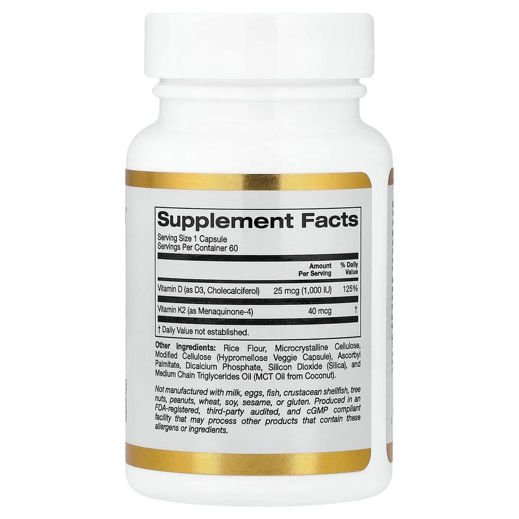 Lake Avenue Nutrition, Vitamin D3 + K2, 60 Veggie Capsules