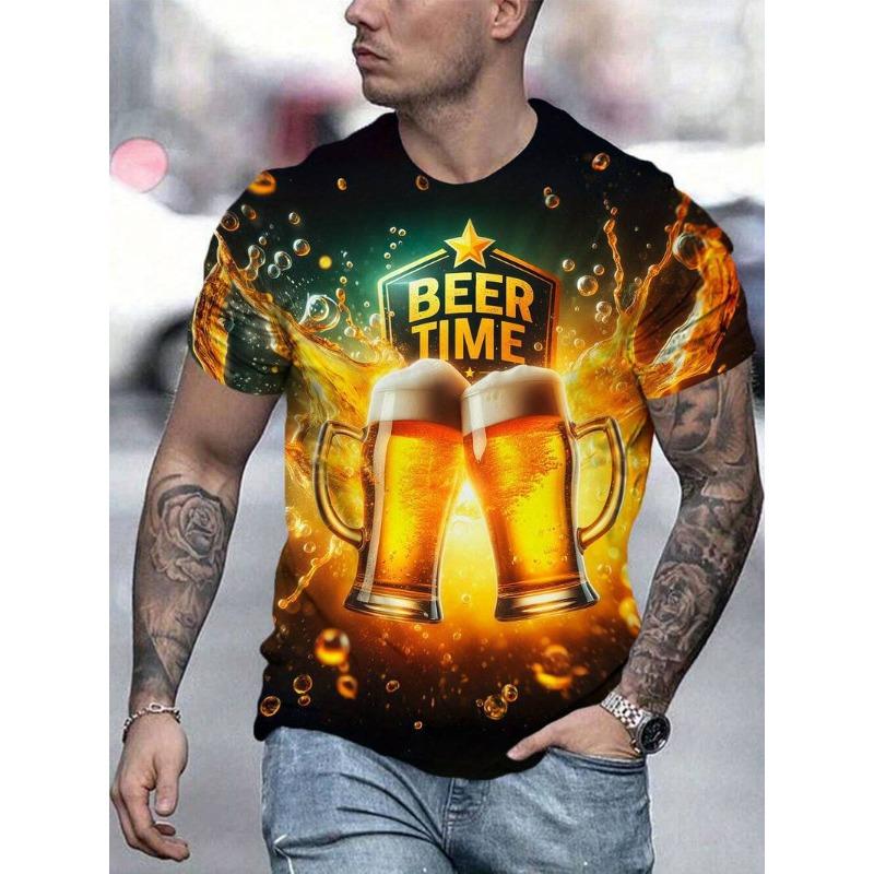 Summer Round Neck 3D Cool Print Top Fashionable Casual Short Sleeved Men's T-shirts
