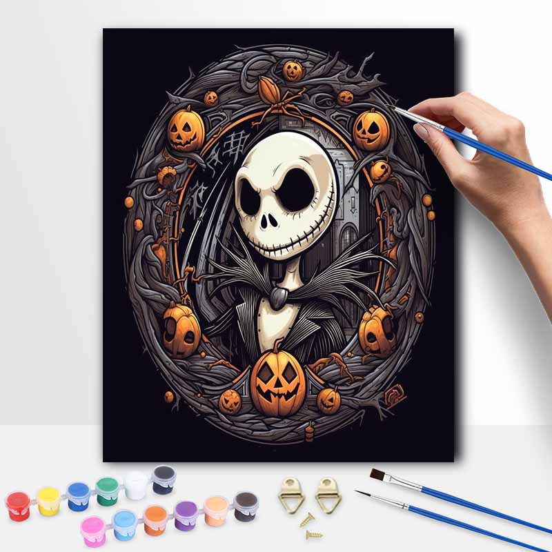 Disney Jack Skellington DIY Painting Kit Classic Style Home Decor Craft Gift Idea Halloween Pumpkin Frame Wall Art Canvas Painting Set 123