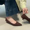 Fashion SUOJIALUN 2024 Autumn Women Pumps Shoes Fashion Pointed Toe Shallow Slip On Ladies Elegant Dress Pumps Thin Low Boat Shoes