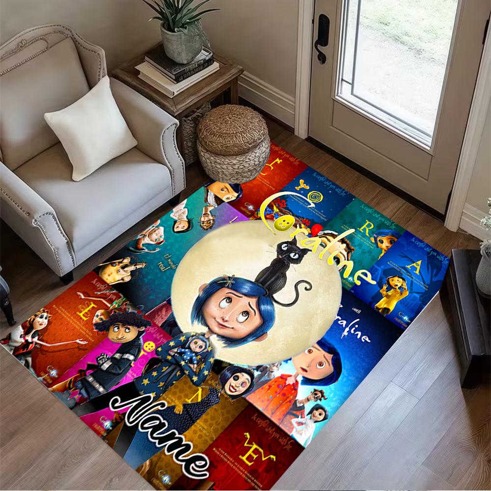 Caroline's Whimsical World Personalized Name Carpet Perfect for Outdoor Dining Room Kitchen Living Rooms Antislip Carpet Anime Office Decor