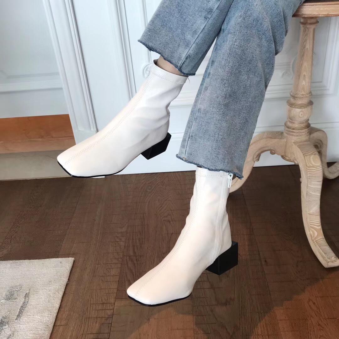 Толстый каблук с короткими ботинками одинарный ботинок короткий трубчатый прилив 2024 — фото 5