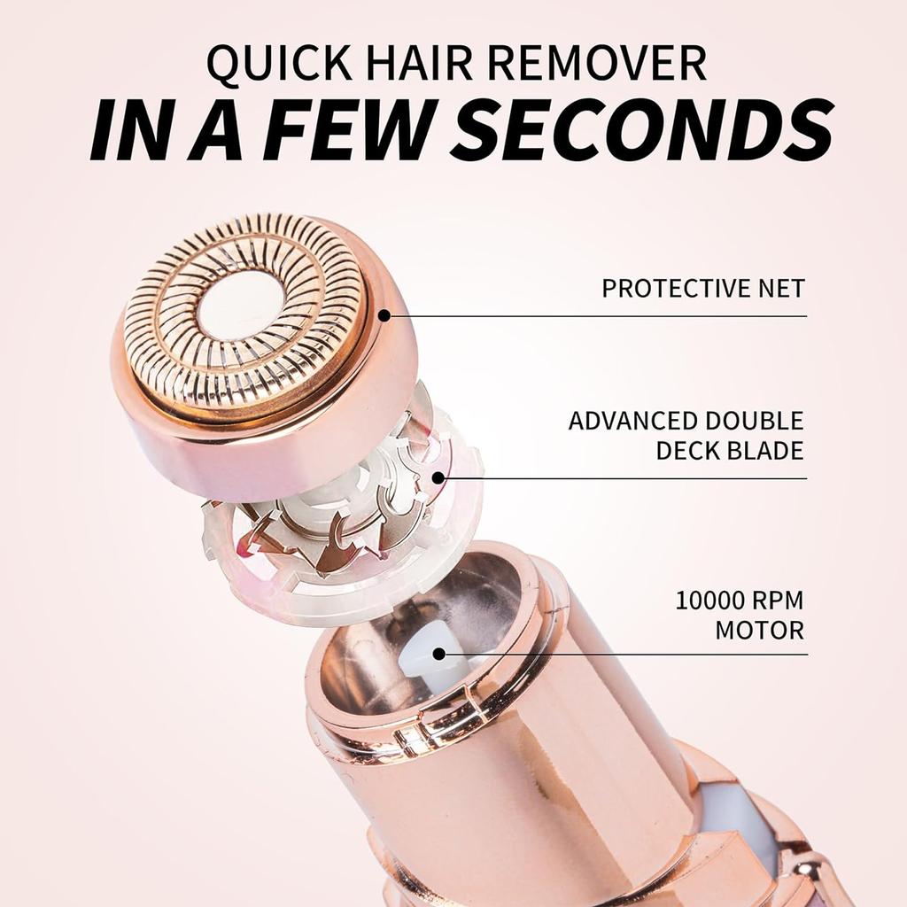 Facial Hair Removal for Women, Mini Hair Remover, Electric Razor Shaver Portable Bikini Epilator for Lips, Chin, Armpit, Peach