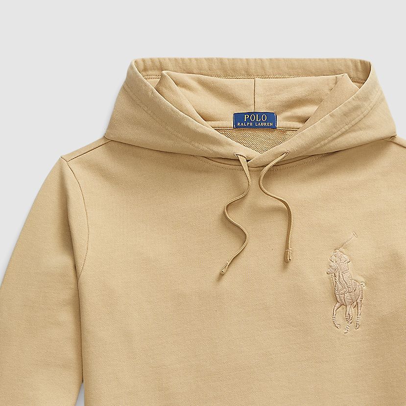 Polo Ralph Lauren Solid Color Logo Embroidered Drawstring Hoodie Men hoodies Beach-Beige MNPOKNI16823626-250