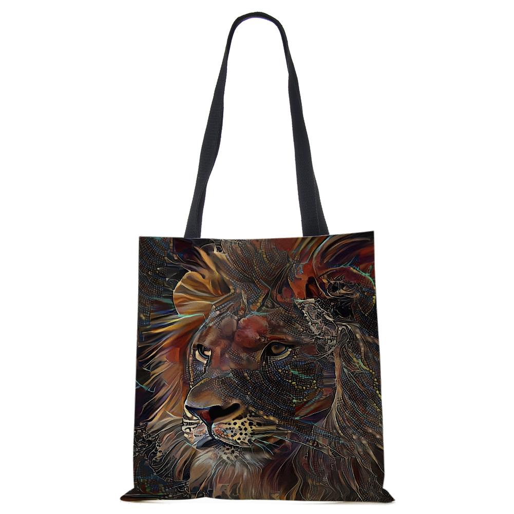 Spaudinys ant drobės nešiojamas ant peties krepšio leopardo pelėda, daugkartinio naudojimo laisvalaikio pirkėjo rankinė 2022 m. Moterų kelionių mokyklos sulankstomi paplūdimio krepšiai