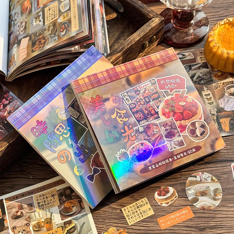 30 Pages Romantic Memory Series Sticker Book Japanese Food Y2K Sticker Journal Handbook Scrapbooking Kawaii Decoration Sticker