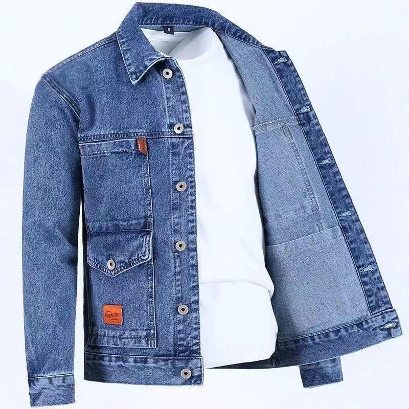 Spring and Autumn Fashion Trend Solid Color Denim Jacket Men's Casual Loose Comfortable Large Size High Quality Coat