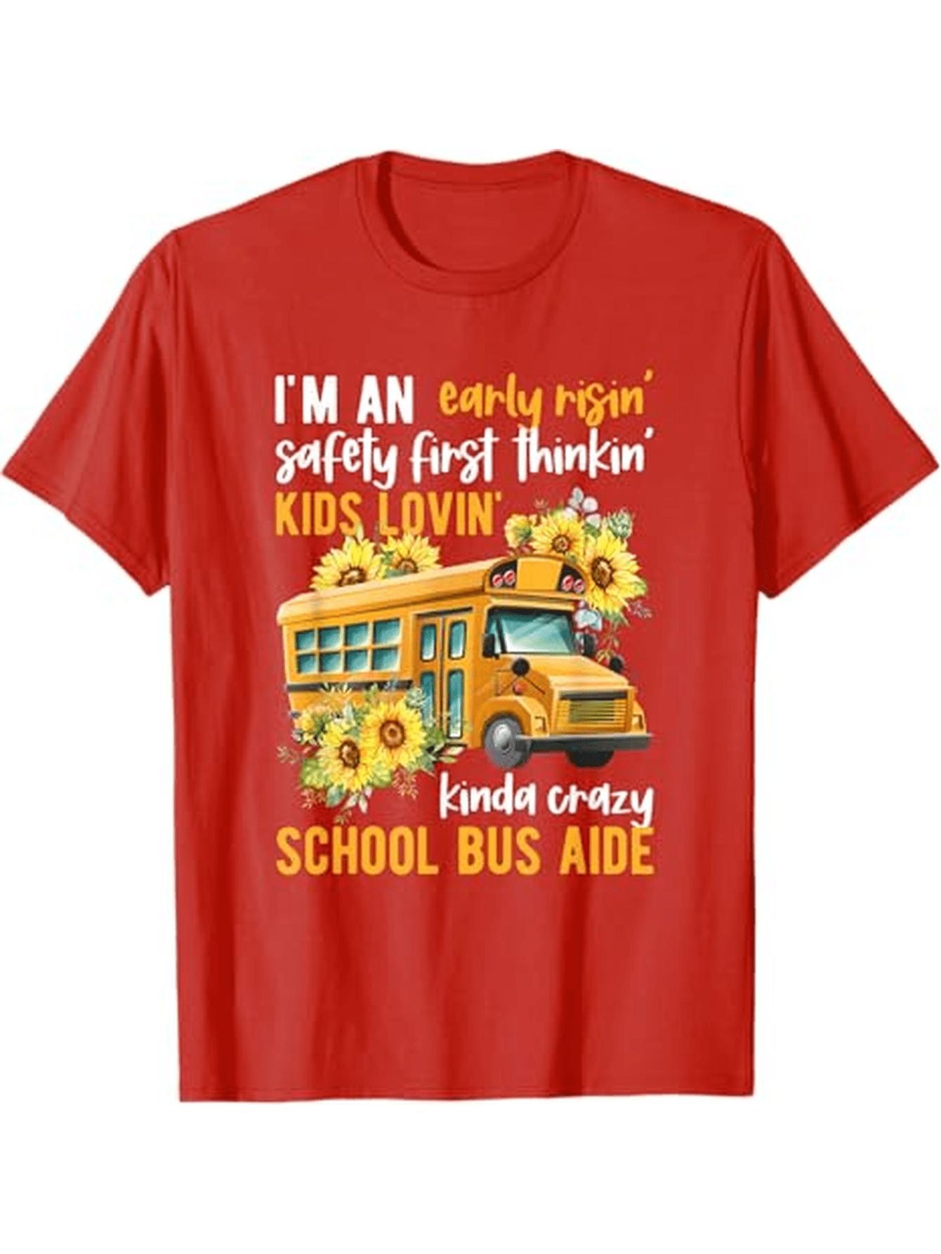 

SchoolBus SunflowerFunny Bus Aide Slogan TShirt 100 Cotton ONeck Short Sleeve Summer Casual Mens Tshirt Streetwear S