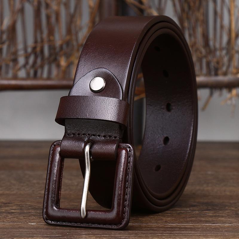 Anti-Allergy Belt Men's Leather Pin Buckle First Layer Cowhide Simple All-Match Business Youth Casual Pants Belt