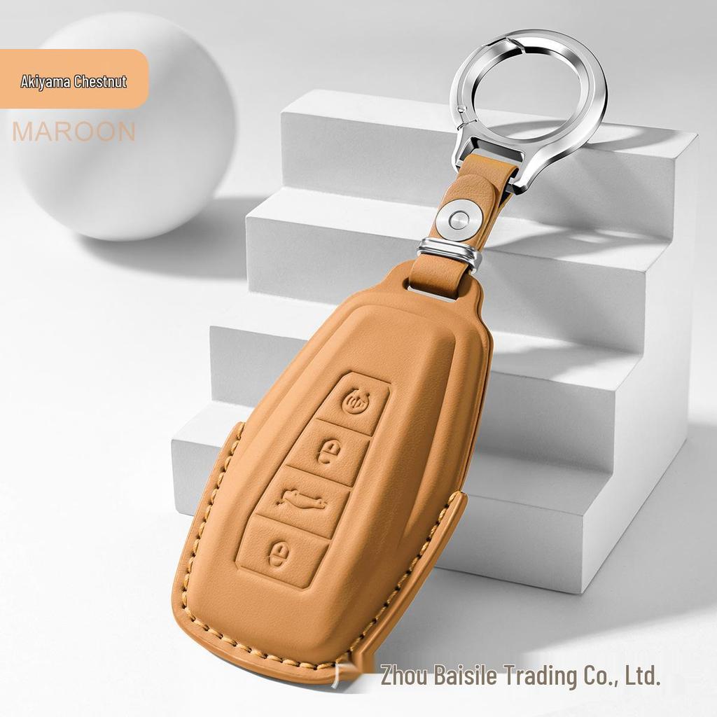 Premium Cowhide Key Cover for Geely Panda - Unisex Interior Accessory