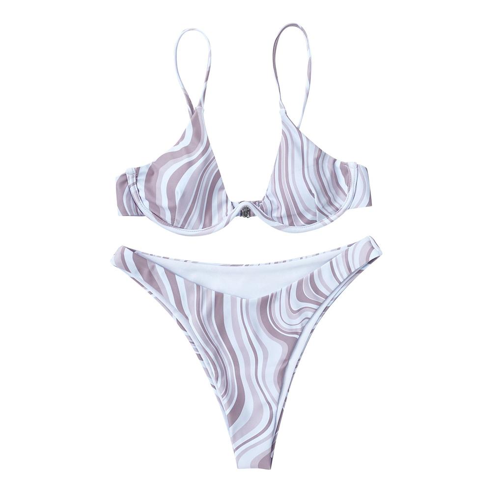 Women's Two Piece Bikini Swimsuit with Underwire Support Adjustable Straps and High Cut Bottoms for Beach Pool Swimwear