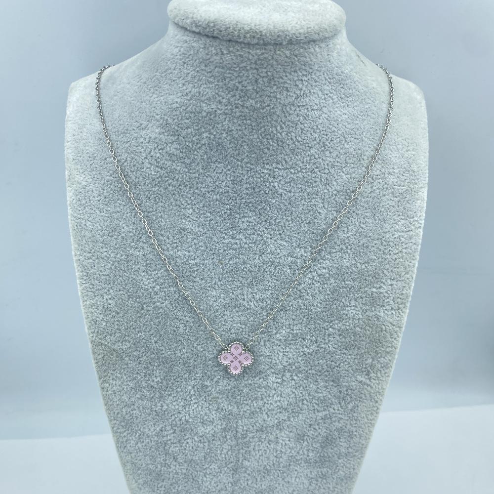 13MM Titanium Steel Ladies Necklace Lucky Four Leaf Clover Necklace