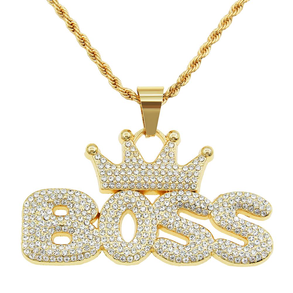 European & American Hip Hop Crown Letter Pendant Necklace - Trendy, Exaggerated Long Style Accessory