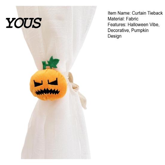 Halloween Decor Curtain Tieback Pumpkin Tieback, Plush Fabric Strap Holiday Holder Holder, Decorative Draperies Holdback for Home Party
