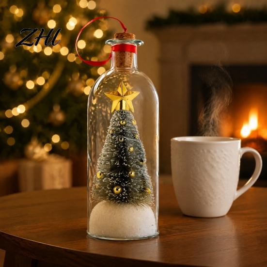 Schneeflocken-Stechpalmen-Ornamente Aufnehmbare Weihnachtsbaum-Flaschenpost, Sprachaufnahme Feiertags-Andenken Dekoration für den Eingangsbereich mit