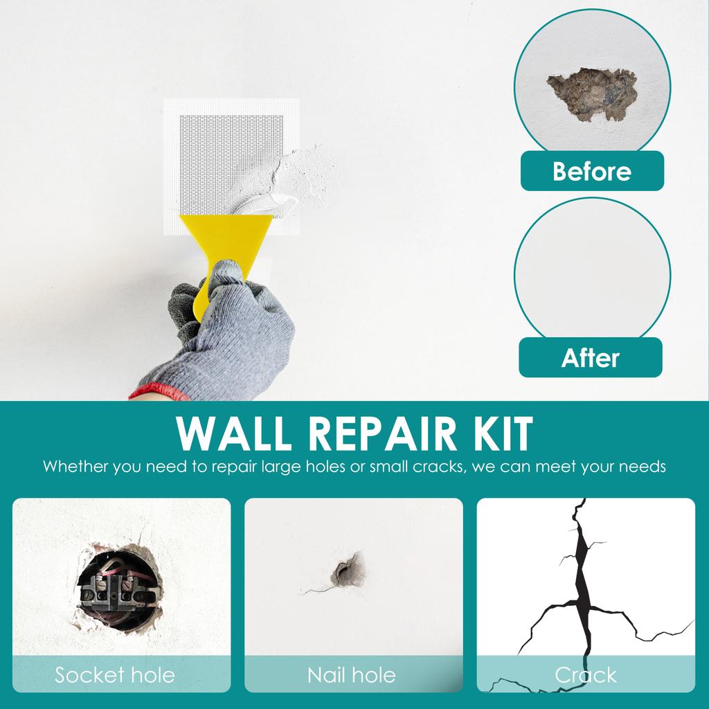 21Pcs Mesh Wall Repair Patch Drywall Repair Kit 2/4/6/8inch Fiberglass Mesh Crack Patch Self Adhesive Drywall Repair Kit