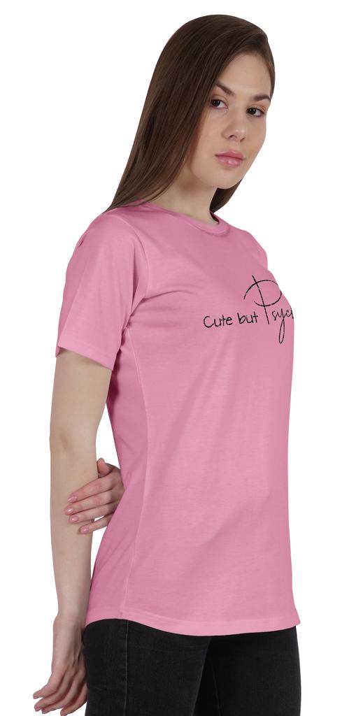 Inkmeso Women Quote Top   Cute But Psycho   Graphic Print Tee T-Shirt