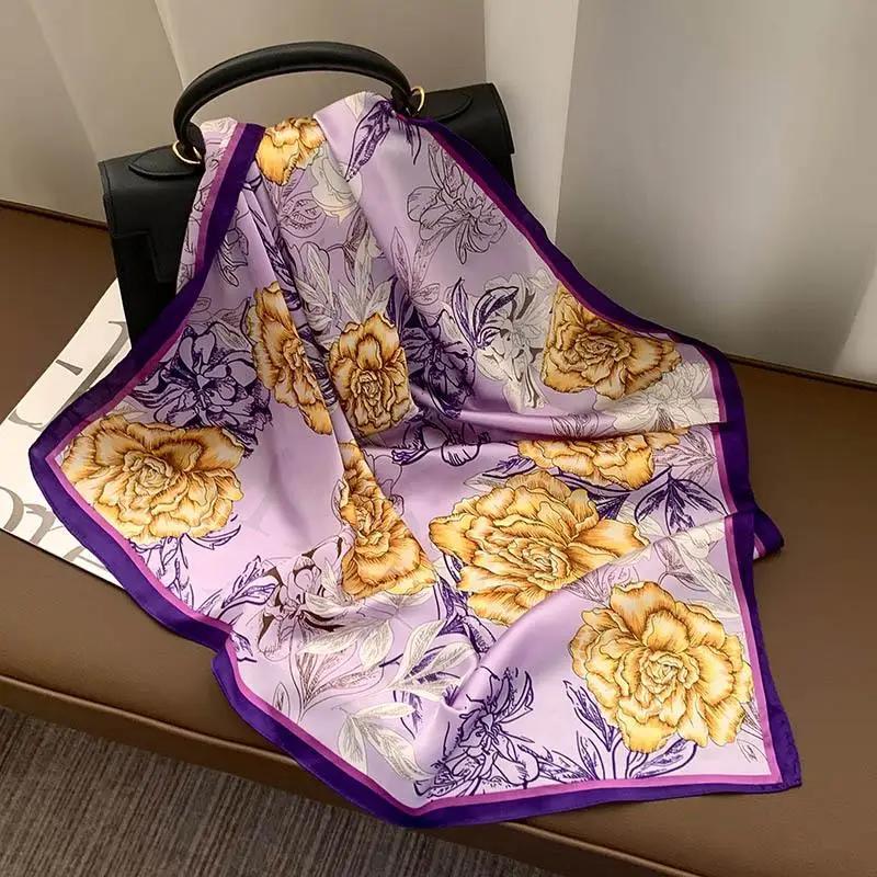 Retro 70*70 Square Scarf Colorful Silk Scarf Women Neck Scarf All-match Shawl Fashion Trendy Headscarf Women's Accessories Gifts