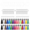 120-Piece Acrylic Keychain Set with Tassels and Small Spike Pendants, Transparent Round Blanks