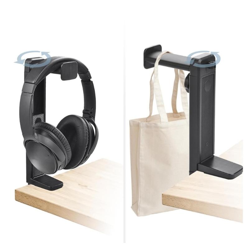 Rotatable Extendable Headphone Stand Holder Hook Mount Sturdy ABS Base Under Desk Mount for Various Headphones Hanger