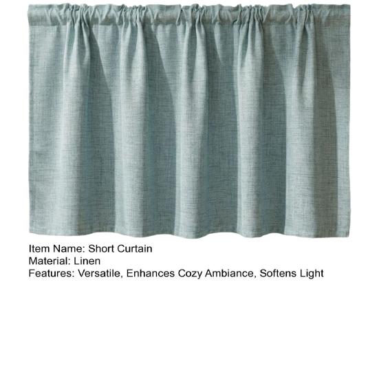 Linen Short Curtain for Kitchen, Semi Sheer Valance for Small Window, Kitchen Curtain for Pantry Door, Farmhouse Cabinet Cover