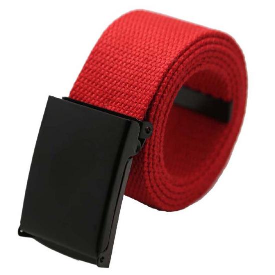 Unisex Casual Solid Color Webbing Canvas Waist Belt Automatic Buckle Waistband