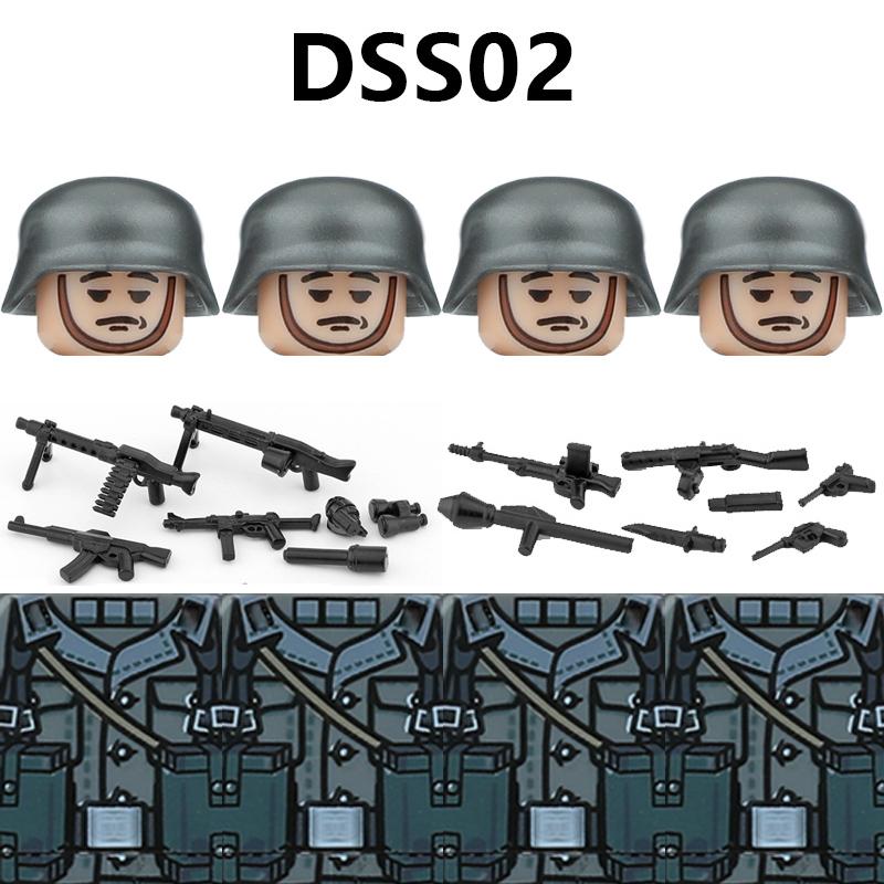 WW2 German STG44 MP40 PZB39 98K Figures Building Blocks Army Soldiers Infantry M35 Helmet Military Weapons Bricks Toys Kids