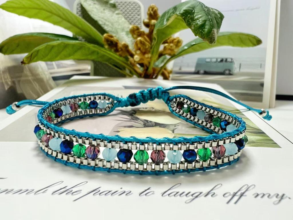 European & American Handmade Woven Crystal Retro Ethnic Friendship Bracelet for Women