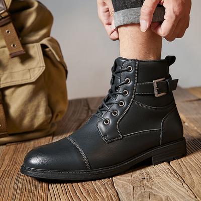 Fashion Men's Classic Retro Work Boots Mens Fashion Ankle Boot Desert Boots Men Non-slip High-top Lace-up Leather Boots Casual Shoes