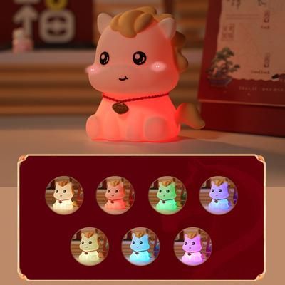 Night Light Cartoon Highland Cow Horse Hippo Design Silicone Animal Lamp Kids Dimmable Touch Control Soft Glow Nightlight