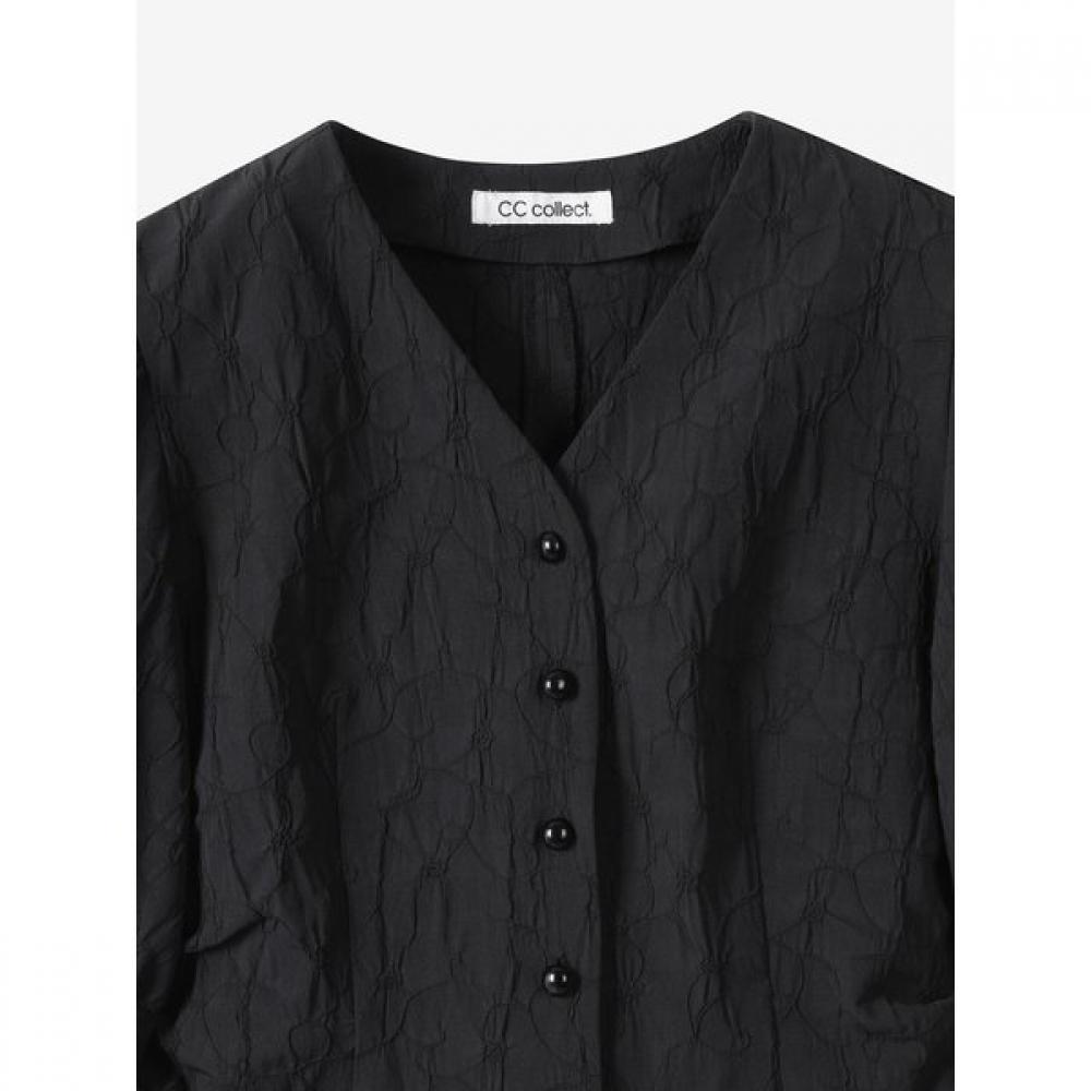 Cc Collect Crinkle Jacquard Shirring Blouse C252msc134