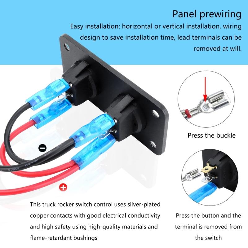 20A 12V Waterproof Red LED Illuminated Toggle Switch Panel for Auto and Marine Dashboards Applications Easy Installation