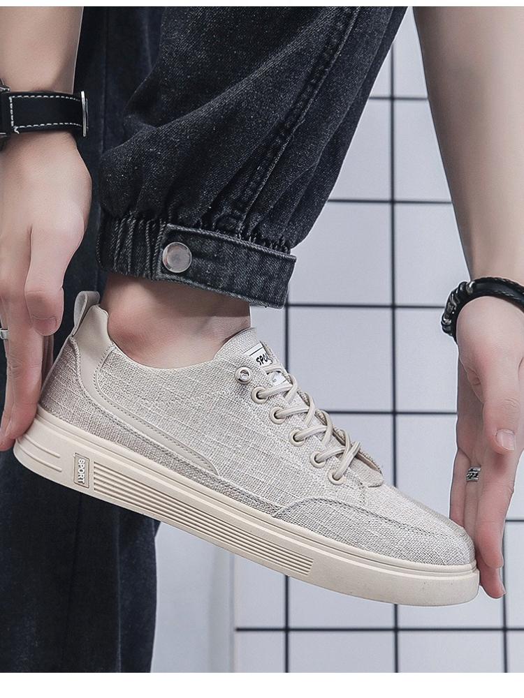 Fashion Mens Linen Canvas Sneakers 2025 New Breathable Lightweight Casual Shoes Soft Sole Flat Comfortable Autumn Shoes Non-Slip Fashion