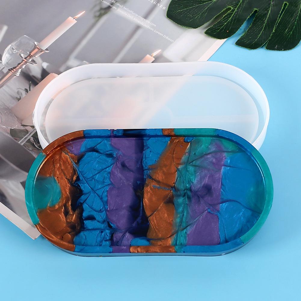 DIY Crystal Epoxy Resin Oval Coaster Mold for Tea Cup Holder and Tray Making